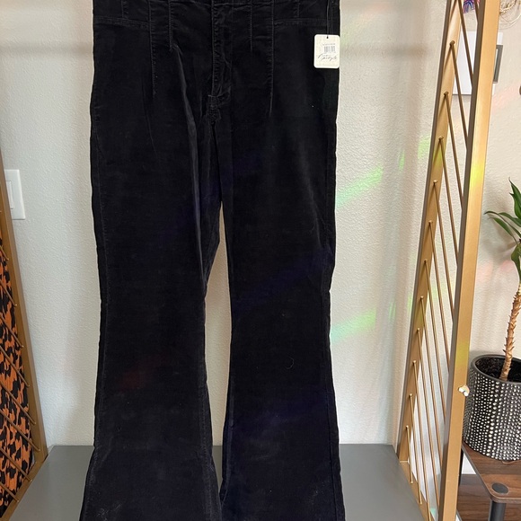 Free People Jayde Cord High Rise Flare Black Corduroy Pants - Picture 6 of 16